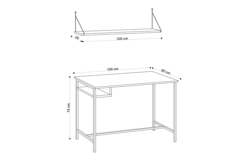 Cadris Skrivebord 60x100 cm - Eik/Sort - Møbler - Bord - Kontorbord - Skrivebord
