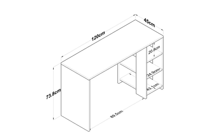 Caeton Skrivebord 45x120 cm - Rødfarget tre/Hvit - Møbler - Bord - Kontorbord - Skrivebord