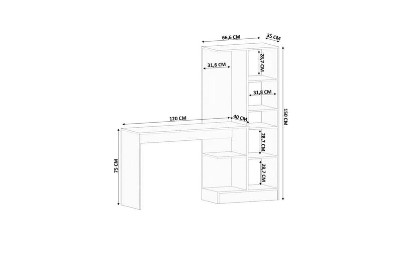 Ceyron Skrivebord 40x155 cm - Matt Hvit - Møbler - Bord - Kontorbord - Skrivebord