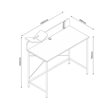 Desk HOME4YOU - ask / svart - Møbler - Bord - Kontorbord - Skrivebord