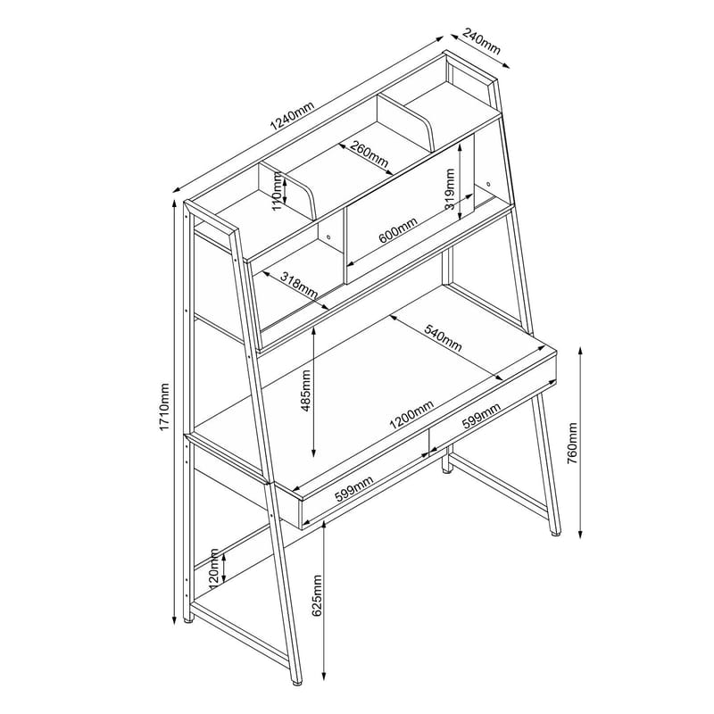 Desk HOME4YOU - eik / hvit / brun - Møbler - Bord - Kontorbord - Skrivebord