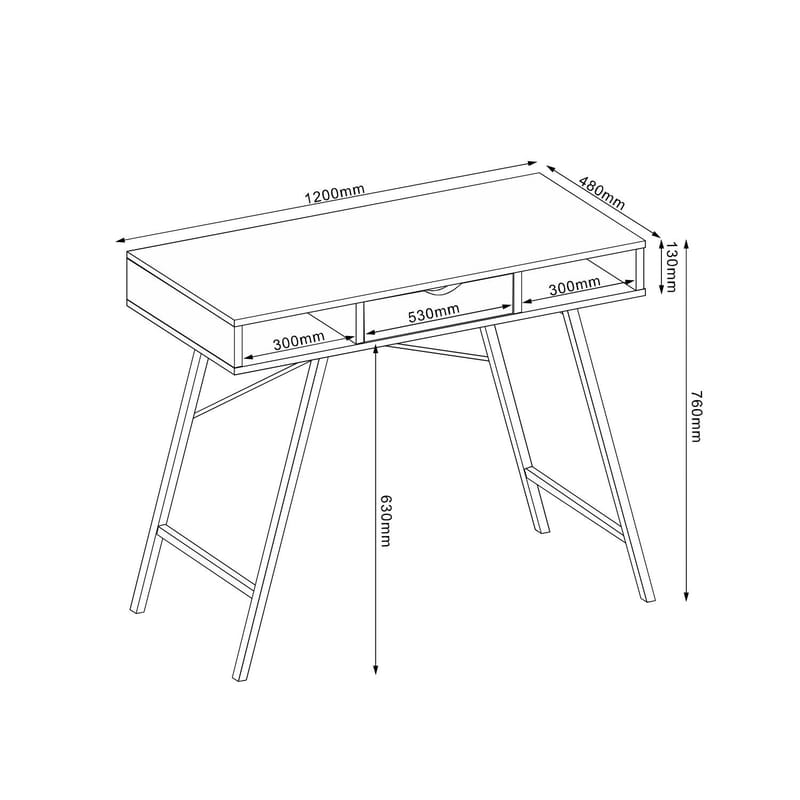 Desk HOME4YOU - eikebark / brun - Møbler - Bord - Kontorbord - Skrivebord