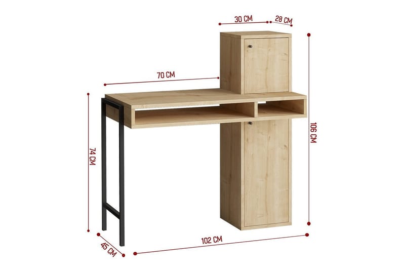 Dora Skrivebord 45x102 cm - Svart/Mellomfarget tre - Møbler - Bord - Kontorbord - Skrivebord