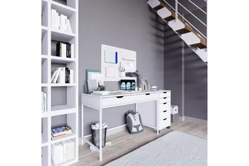 Durusu Skrivebord 120 cm med Skuffer og Hjul i Malt Tre - Hvit - Møbler - Bord - Kontorbord - Skrivebord