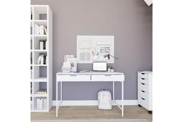 Durusu Skrivebord 55x120 cm med Skuffer i Tre med Metallstativ - Hvit - Møbler - Bord - Kontorbord - Skrivebord