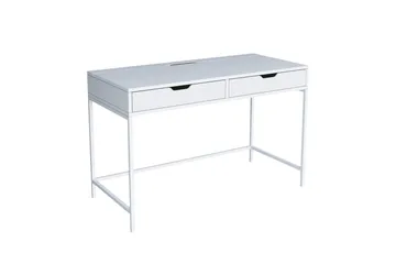 Durusu Skrivebord 55x120 cm med Skuffer i Tre med Metallstativ - Hvit - Møbler - Bord - Kontorbord - Skrivebord