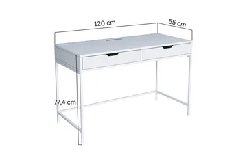 Durusu Skrivebord 55x120 cm med Skuffer i Tre med Metallstativ - Hvit - Møbler - Bord - Kontorbord - Skrivebord