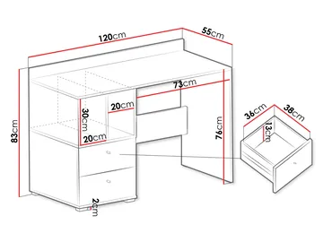 Edson Skrivebord 120 cm med Oppbevaring og Skuffer i Malt Tre - Hvit - Møbler - Bord - Kontorbord - Skrivebord