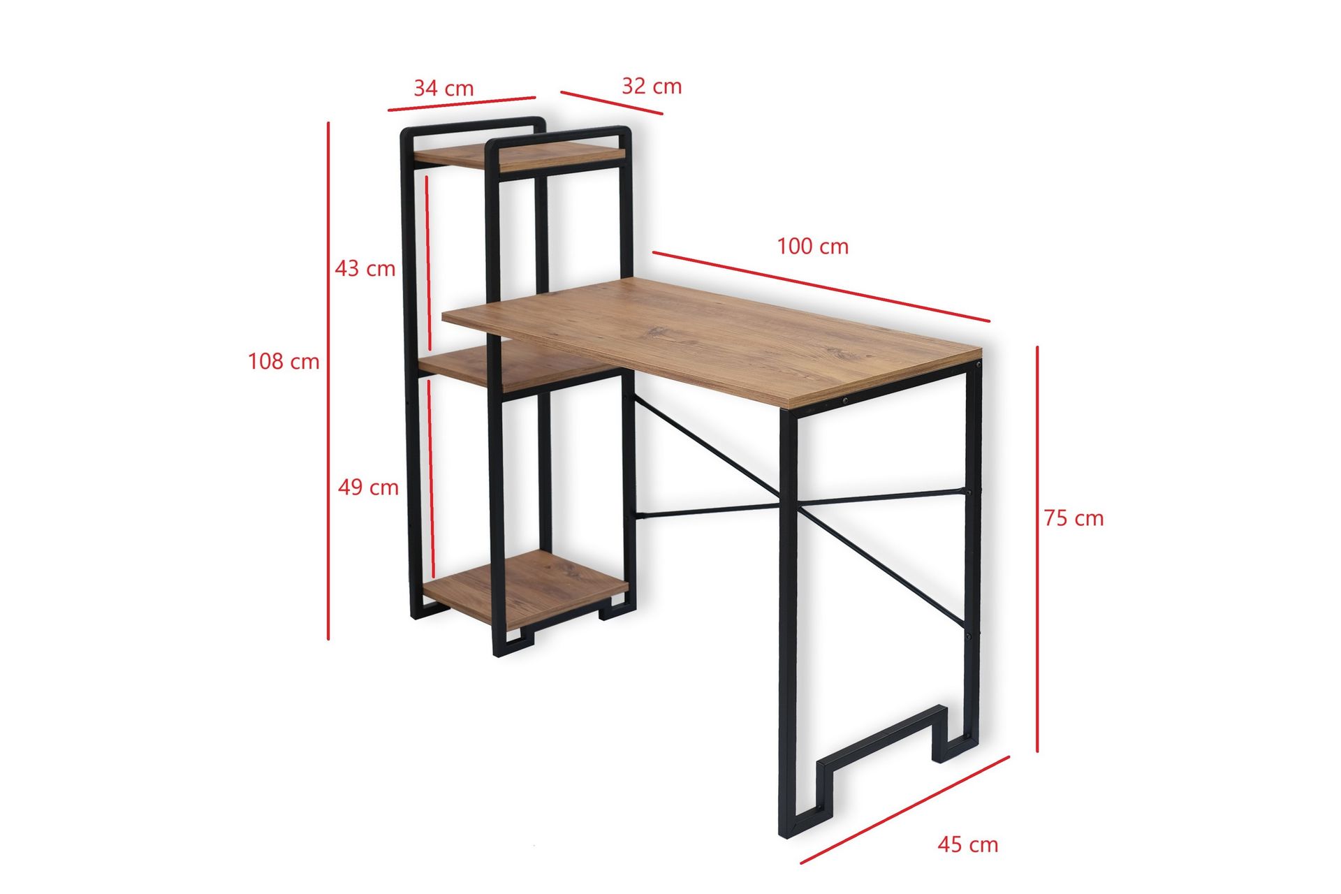 Eion Skrivebord 108x45 cm - Brun/Svart - Møbler - Bord - Kontorbord - Skrivebord