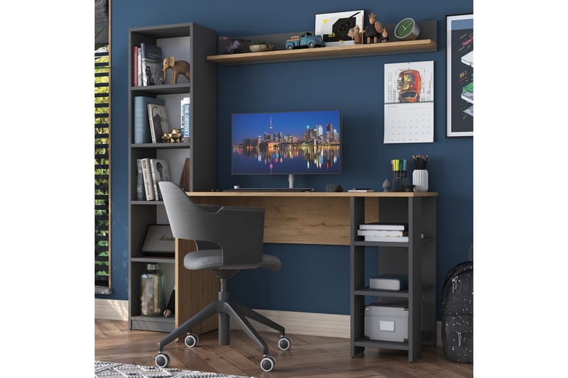 Eireann Skrivebord 45x160 cm - Valnøtt/Antrasitt - Møbler - Bord - Kontorbord - Skrivebord