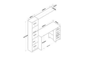 Eireann Skrivebord 45x160 cm - Valnøtt/Antrasitt - Møbler - Bord - Kontorbord - Skrivebord