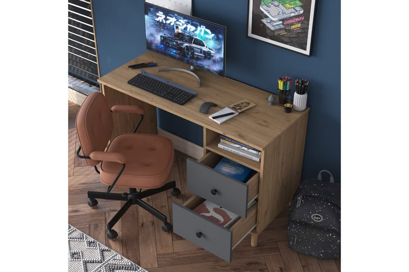 Eireann Skrivebord 50x120 cm - Valnøtt/Antrasitt - Møbler - Bord - Kontorbord - Skrivebord