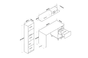 Eireann Skrivebord 50x120 cm - Valnøtt/Antrasitt - Møbler - Bord - Kontorbord - Skrivebord