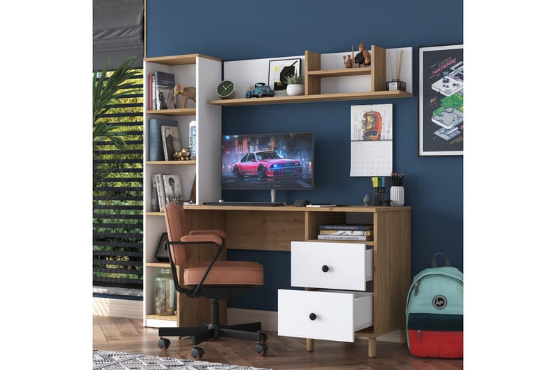 Eireann Skrivebord 50x120 cm - Valnøtt/Hvit - Møbler - Bord - Kontorbord - Skrivebord