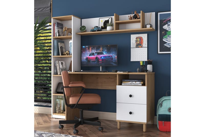 Eireann Skrivebord 50x120 cm - Valnøtt/Hvit - Møbler - Bord - Kontorbord - Skrivebord