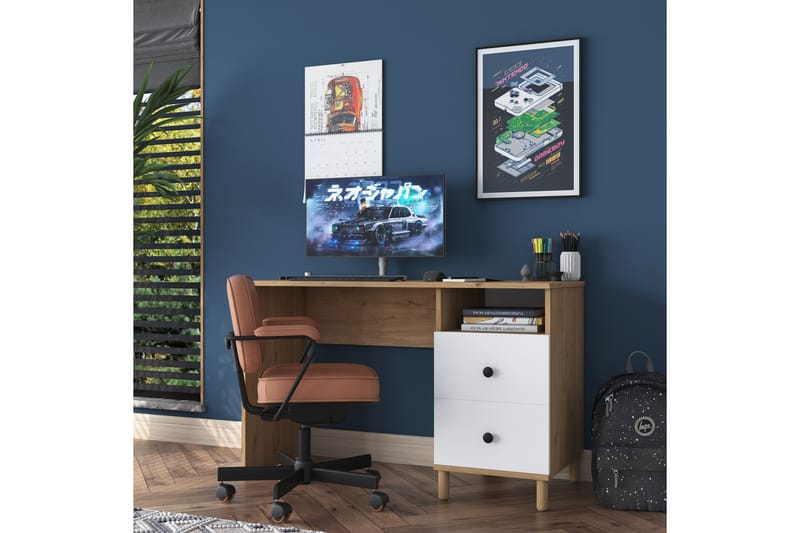 Eireann Skrivebord 50x120 cm - Valnøtt/Hvit - Møbler - Bord - Kontorbord - Skrivebord