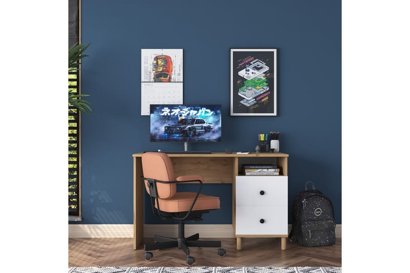 Eireann Skrivebord 50x120 cm - Valnøtt/Hvit - Møbler - Bord - Kontorbord - Skrivebord