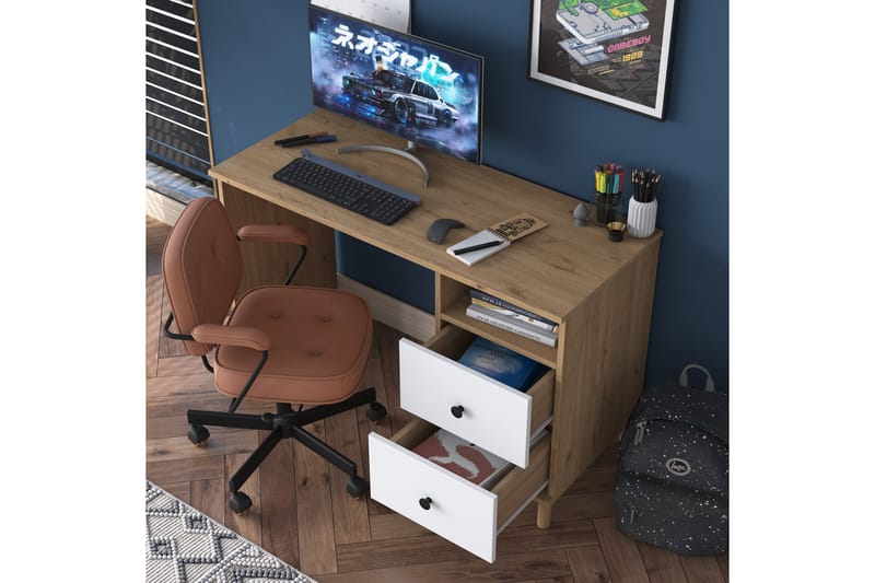 Eireann Skrivebord 50x120 cm - Valnøtt/Hvit - Møbler - Bord - Kontorbord - Skrivebord