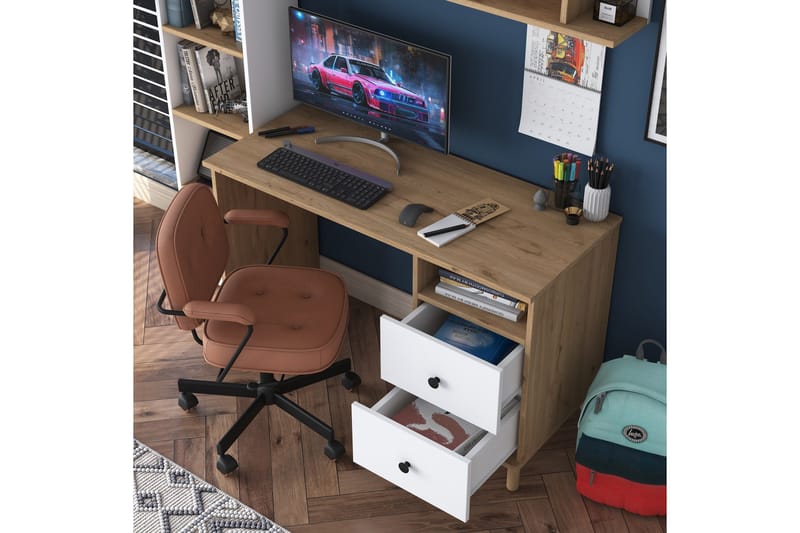 Eireann Skrivebord 50x120 cm - Valnøtt/Hvit - Møbler - Bord - Kontorbord - Skrivebord