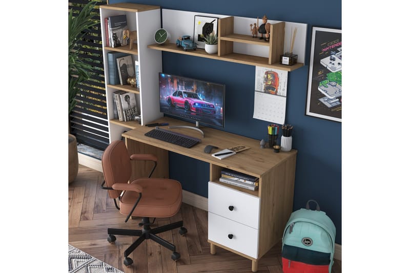 Eireann Skrivebord 50x120 cm - Valnøtt/Hvit - Møbler - Bord - Kontorbord - Skrivebord