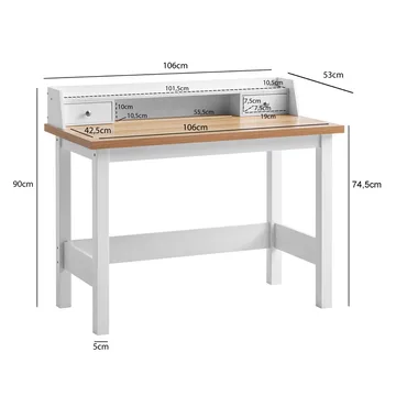 Eliara skrivebord 106 cm - Hvit og eikelook - Møbler - Bord - Kontorbord - Skrivebord