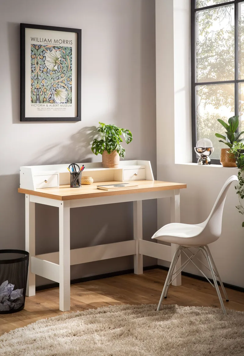 Eliara skrivebord 106 cm - Hvit og eikelook - Møbler - Bord - Kontorbord - Skrivebord