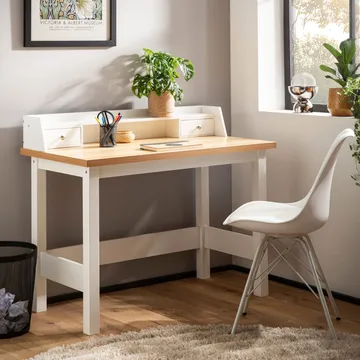 Eliara skrivebord 106 cm - Hvit og eikelook - Møbler - Bord - Kontorbord - Skrivebord