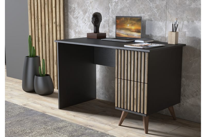 Elspet Skrivebord 12x127 cm - Svart/Brun - Møbler - Bord - Kontorbord - Skrivebord