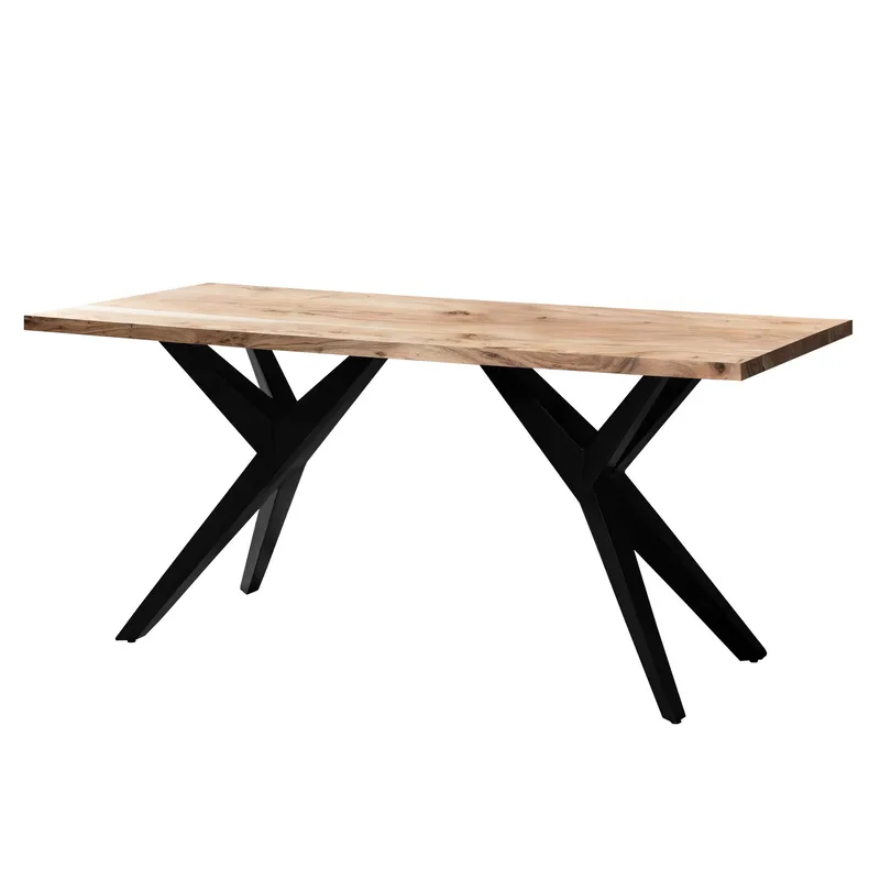 Fenaro skrivebord 180x90 cm industriell stil, Lys gyllenbrun og matt svart