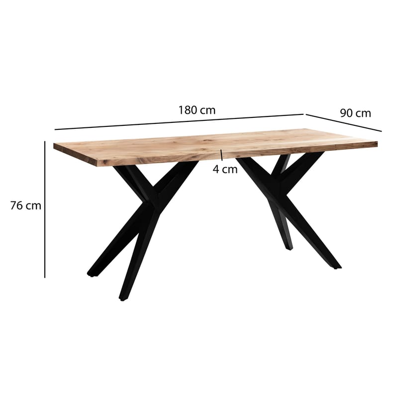 Fenaro skrivebord 180x90 cm industriell stil - Lys gyllenbrun og matt svart - Møbler - Bord - Kontorbord - Skrivebord