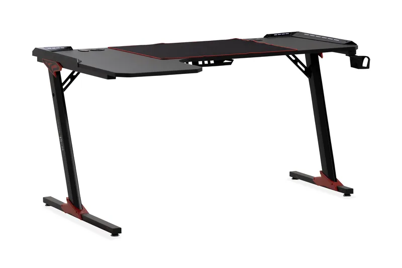 Areni Gamingbord LED-lys 140 cm + Koppholder & Hodetelefonho - Svart - Møbler - Bord - Kontorbord - Gamingbord