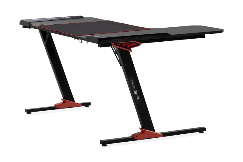 Areni Gamingbord LED-lys 140 cm + Koppholder & Hodetelefonho - Svart - Møbler - Bord - Kontorbord - Gamingbord