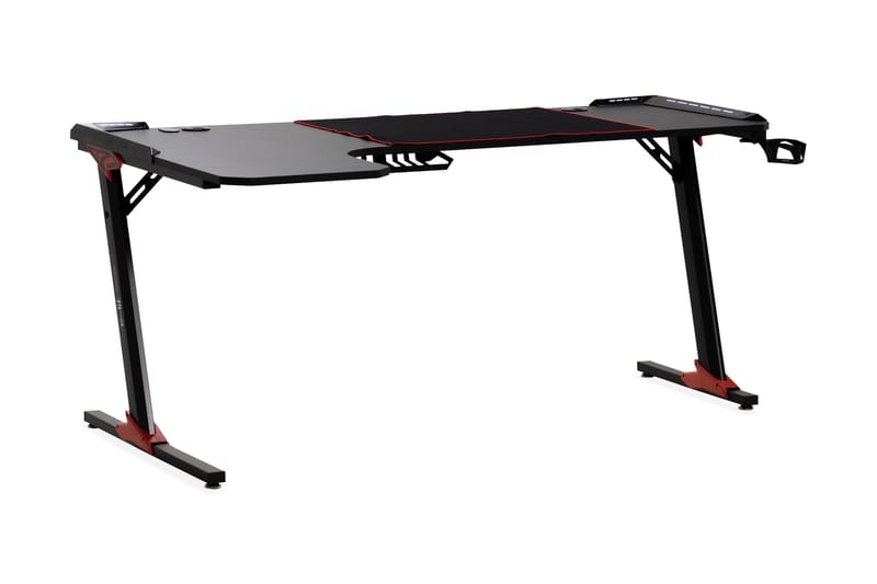 Areni Gamingbord LED-lys 160 cm + Koppholder & Hodetelefonho - Svart - Møbler - Bord - Kontorbord - Gamingbord