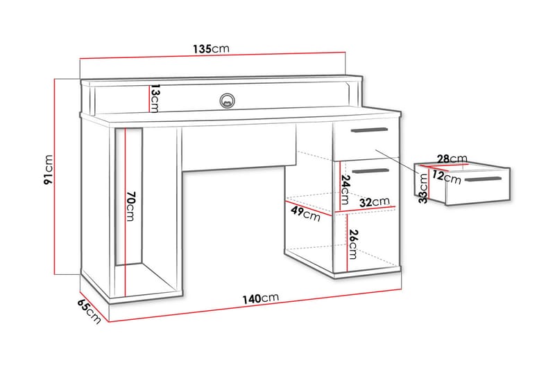 Ayora Gamingbord 140 cm - Svart - Møbler - Bord - Kontorbord - Gamingbord