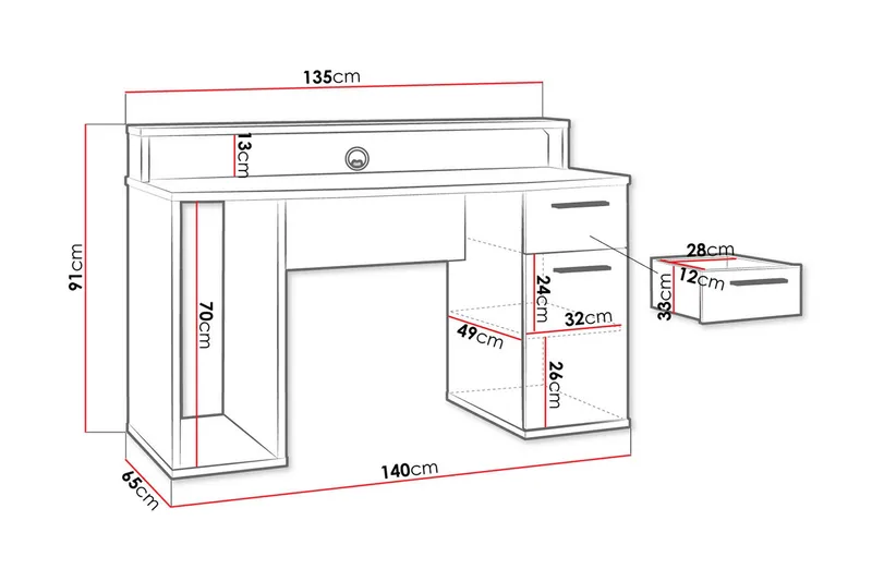 Ayora Gamingbord 140 cm - Svart - Møbler - Bord - Kontorbord - Gamingbord