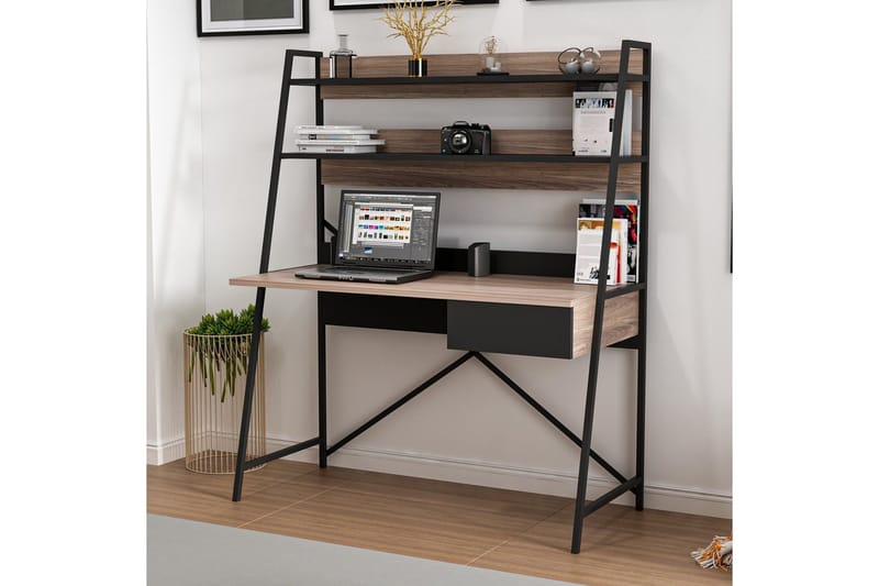 Garavelo Skrivebord 25x124 cm - Valnøtt/Svart - Møbler - Bord - Kontorbord - Skrivebord
