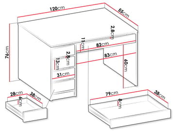 Harland Skrivebord 120 cm - lysebrun - Møbler - Bord - Kontorbord - Skrivebord