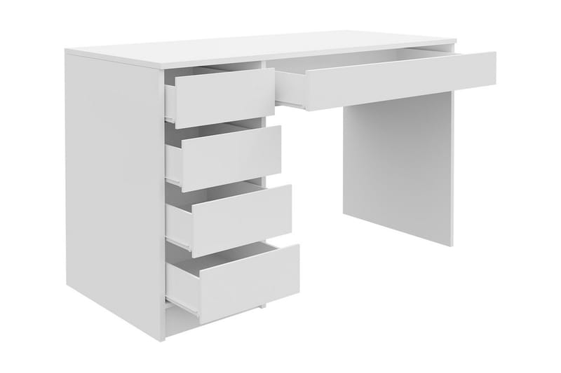 Harland Skrivebord 120 cm med Oppbevaring 5 Skuffer - Hvit - Skrivebord