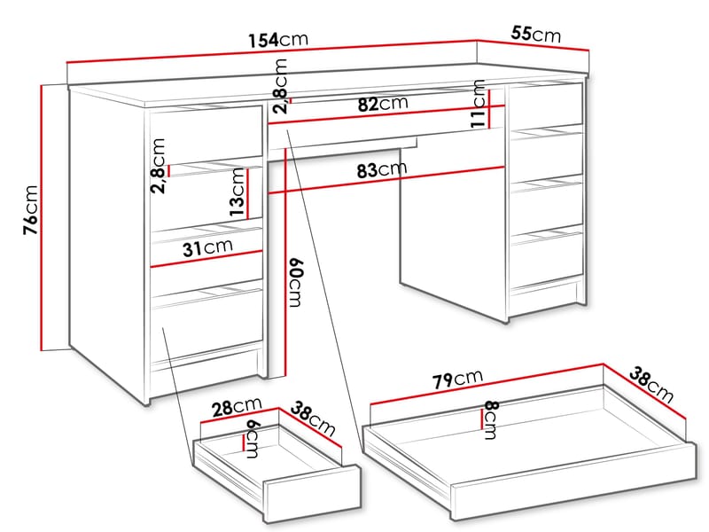 Harland Skrivebord 154 cm - brun - Møbler - Bord - Kontorbord - Skrivebord