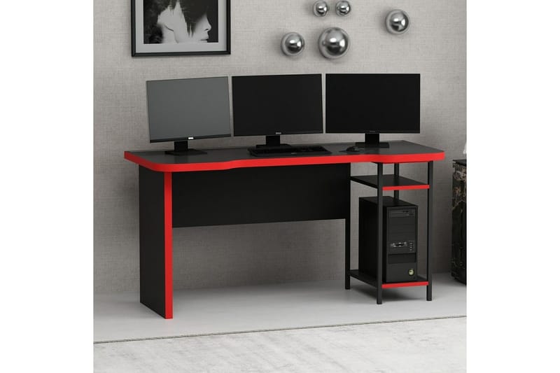 Hind Gamingbord 150x60 cm - Sort/Rød - Møbler - Bord - Kontorbord - Gamingbord