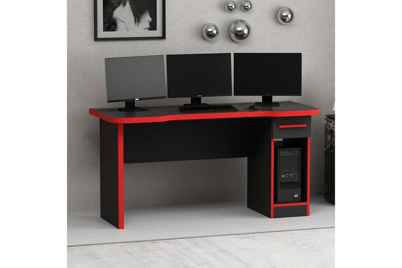 Hind Gamingbord 150x60 cm - Sort/Rød - Møbler - Bord - Kontorbord - Gamingbord