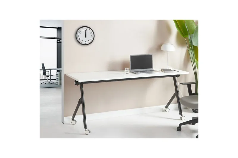 Hopfällbart skrivbord Beliani Bendi Ljus trä/svart, 120x60x75 cm White||Black 180x60x75 cm - Møbler - Bord - Kontorbord - Skrivebord