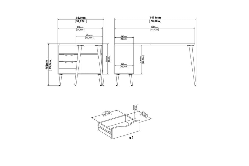 Hostafranc Skrivebord 81x145,1 cm - Natur - Møbler - Bord - Kontorbord - Skrivebord