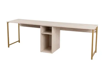Hu Skrivebord 60x240 cm - Beige/Gull - Møbler - Bord - Kontorbord - Skrivebord