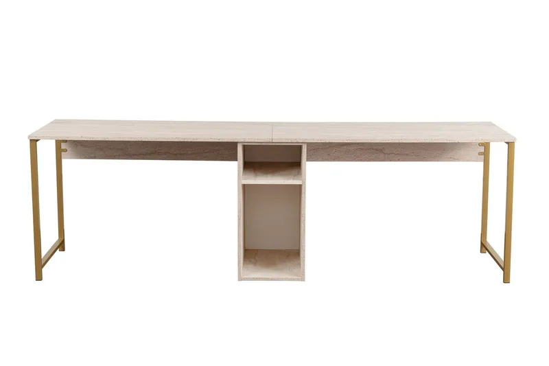 Hu Skrivebord 60x240 cm, Beige/Gull