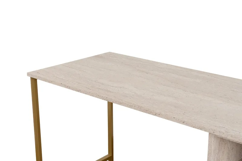 Hu Skrivebord 60x240 cm - Beige/Gull - Møbler - Bord - Kontorbord - Skrivebord