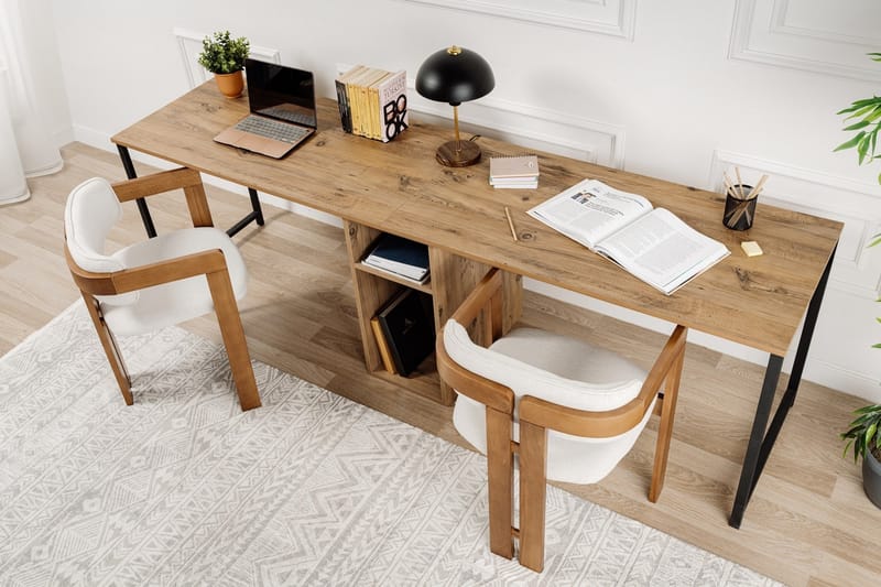 Hu Skrivebord 60x240 cm - Brun/Svart - Møbler - Bord - Kontorbord - Skrivebord