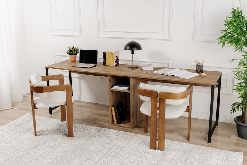 Hu Skrivebord 60x240 cm - Brun/Svart - Møbler - Bord - Kontorbord - Skrivebord