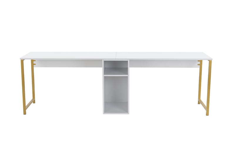 Hu Skrivebord 60x240 cm - Hvit/Gull - Møbler - Bord - Kontorbord - Skrivebord