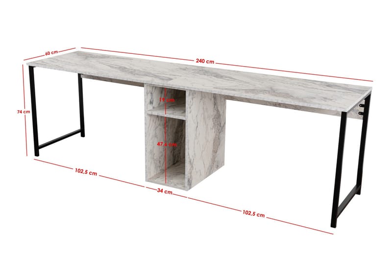 Hu Skrivebord 60x240 cm - Svart - Møbler - Bord - Kontorbord - Skrivebord